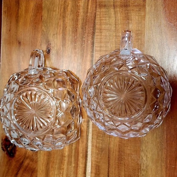 2 Fostoria American Cubist Glass Bowl 4.5" Round Dish + Square Nappy handled 80s - Picture 6 of 11